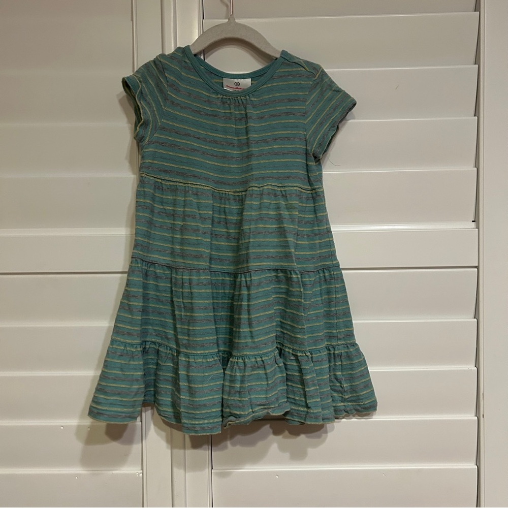 Hanna Andersson Striped Tiered Knit Dress Blue Multi Size 3T